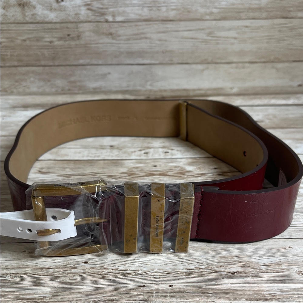 Michael Kors Women’s‎ Deep Red Belt with Gold Buckle Retails $68 NWT